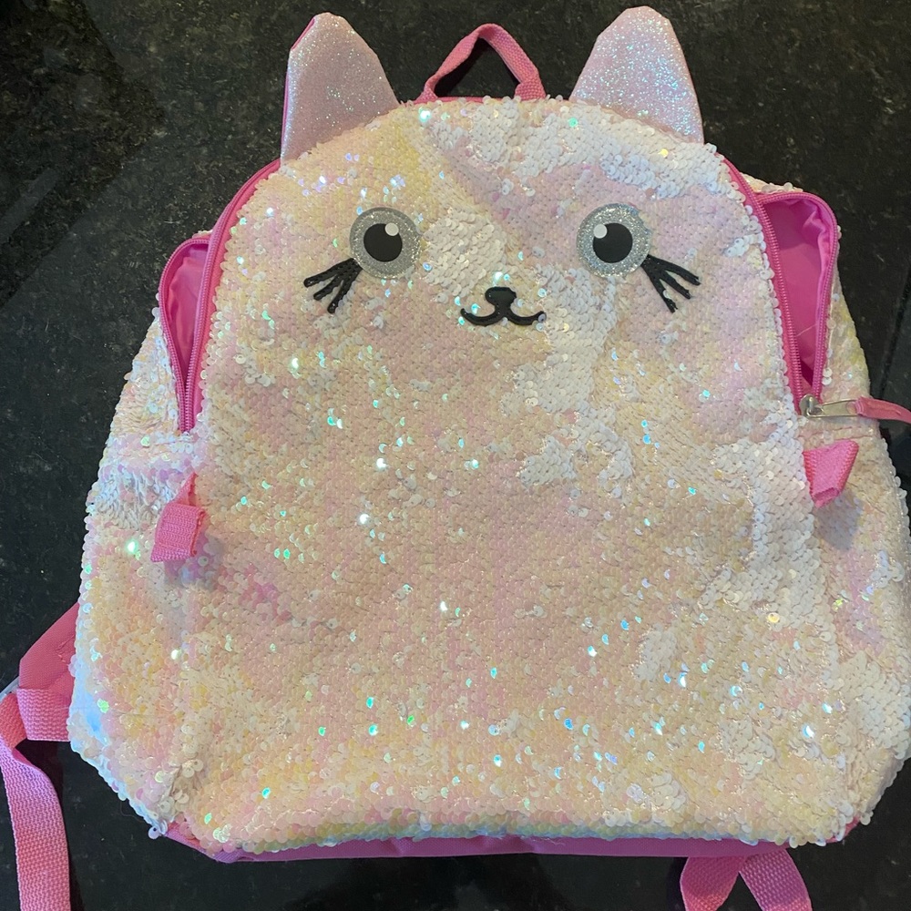 Kids Sequin Cat Backpack